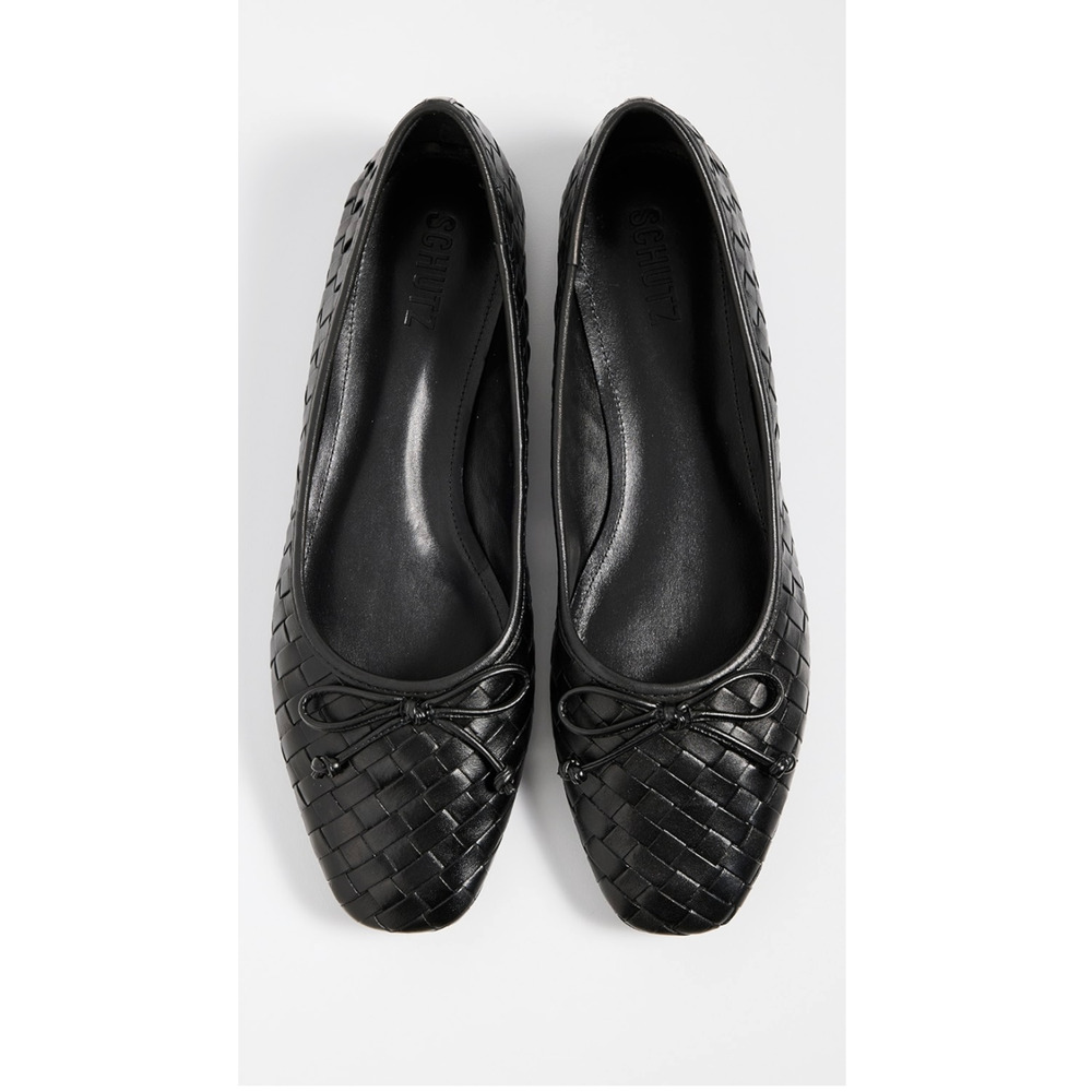 SCHUTZ New in Box Arissa Woven Ballet Square Toe Flat in Black // 6 - Picture 3 of 13